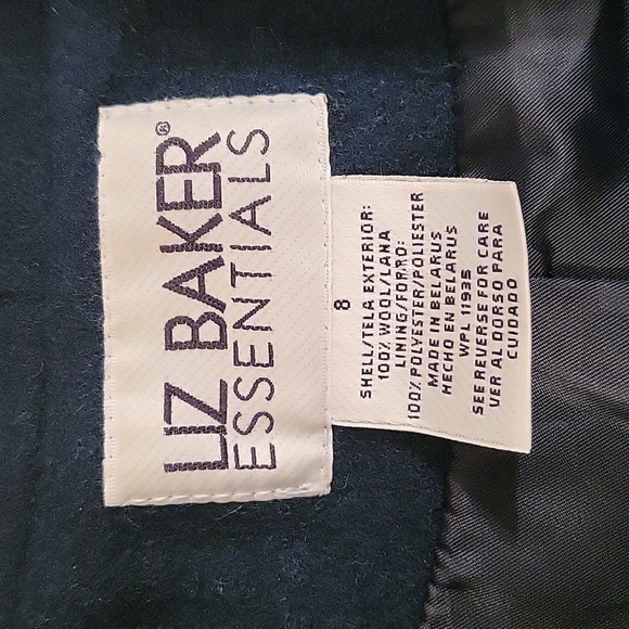 Vintage Liz Baker Wool Shell Long Jacket Double Breasted Overcoat TEAL Sz 8 WARM - Picture 11 of 15